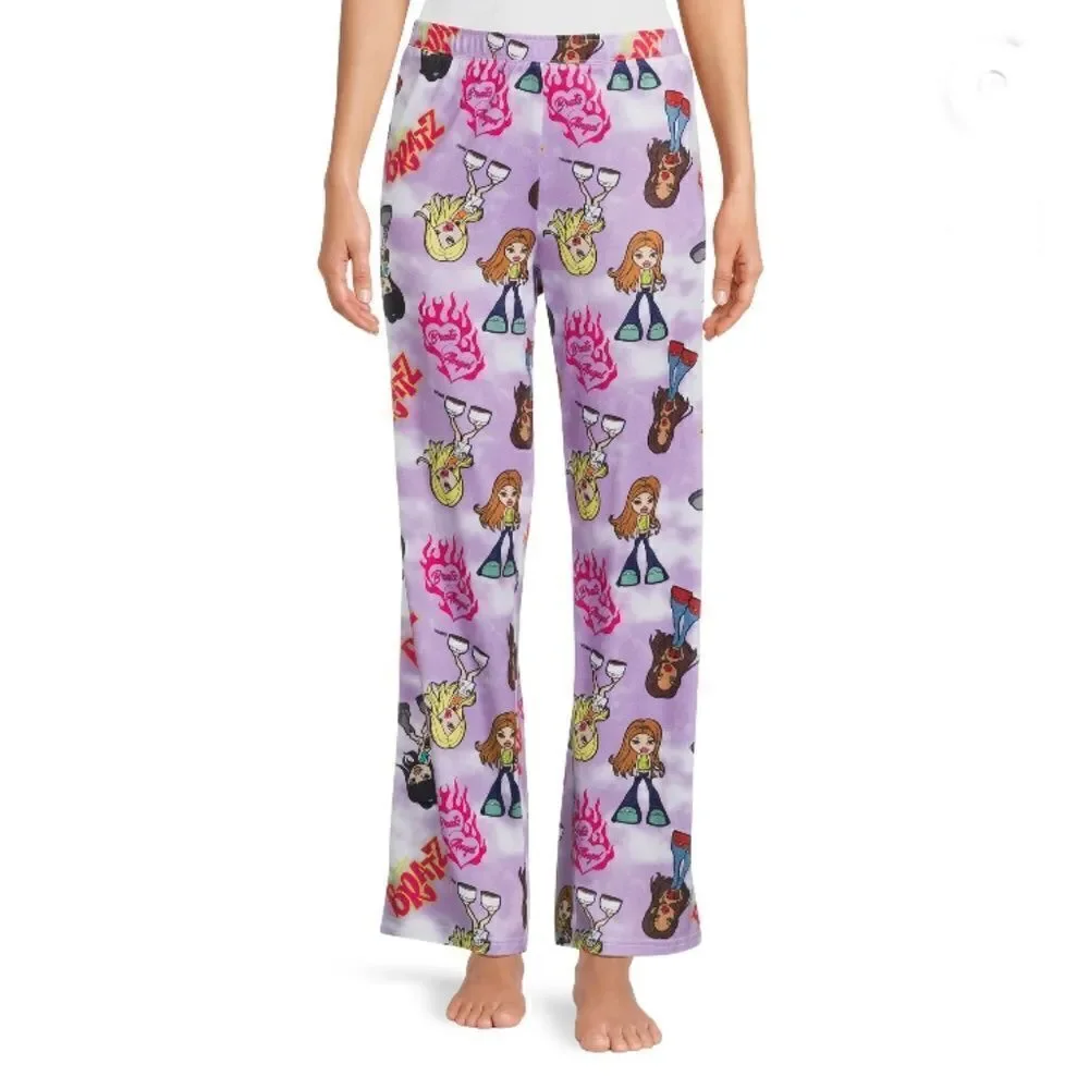 Women’s Juniors’ Bratz Print Comfy Lounge Pajama Sleep Pants, Size 2X